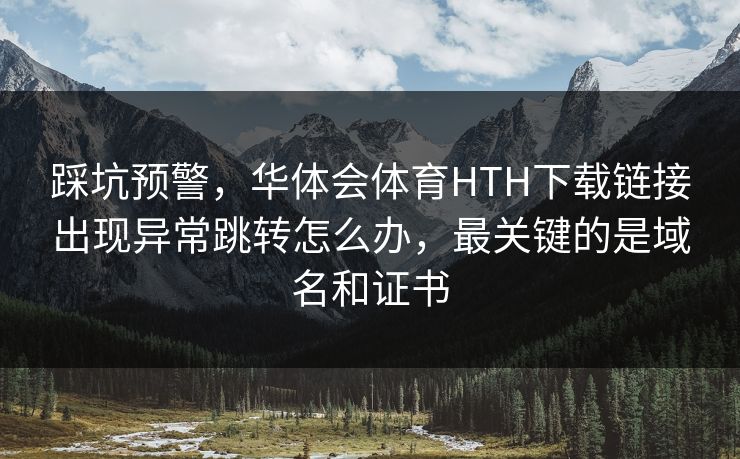 踩坑预警，华体会体育HTH下载链接出现异常跳转怎么办，最关键的是域名和证书
