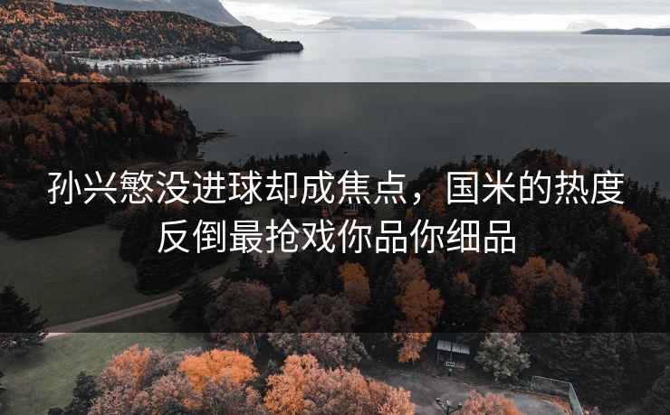 孙兴慜没进球却成焦点，国米的热度反倒最抢戏你品你细品