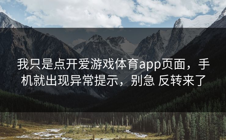 我只是点开爱游戏体育app页面，手机就出现异常提示，别急 反转来了