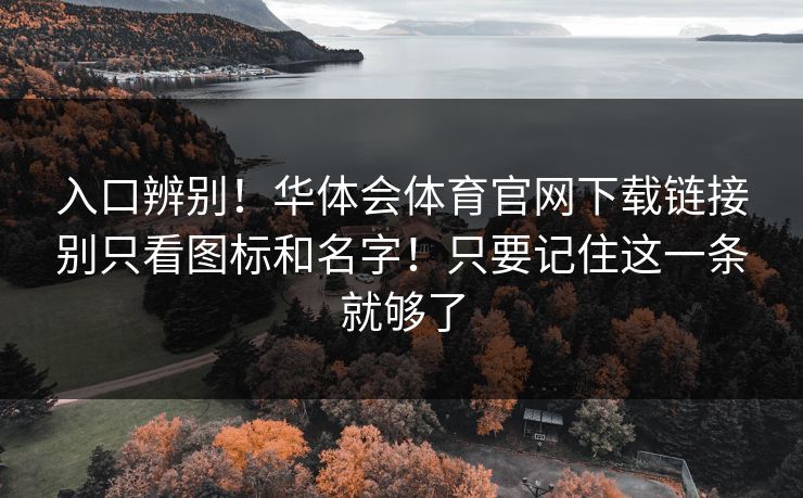 入口辨别！华体会体育官网下载链接别只看图标和名字！只要记住这一条就够了